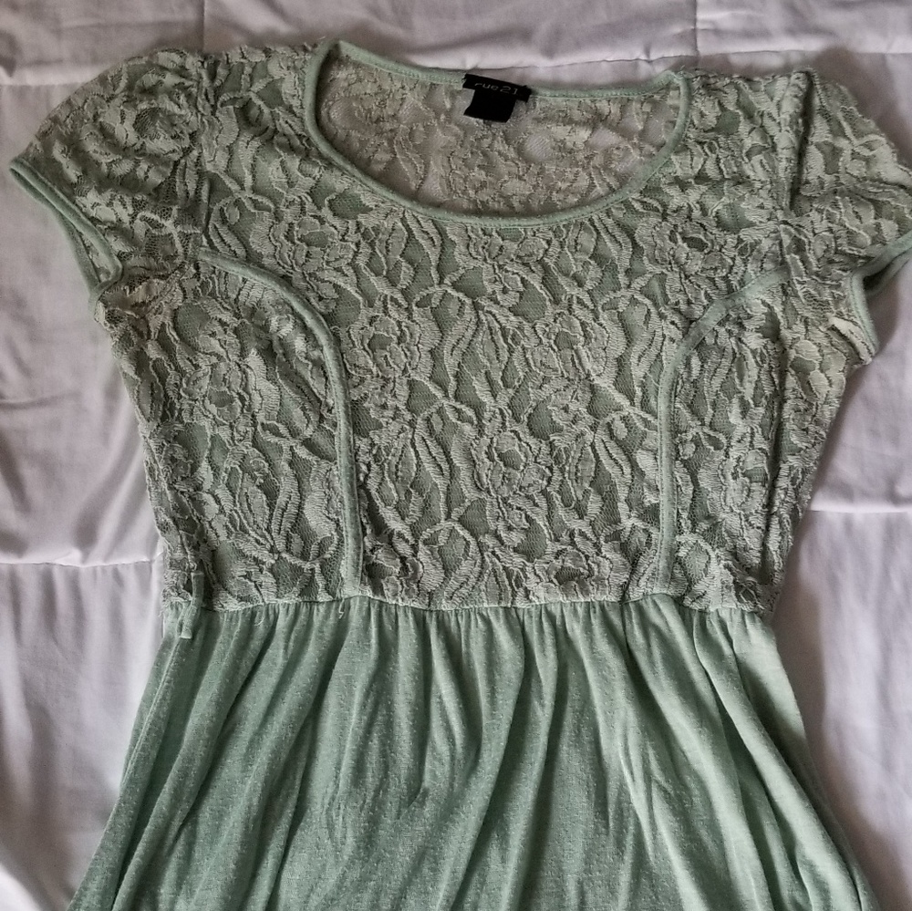 Mint lace babydoll top